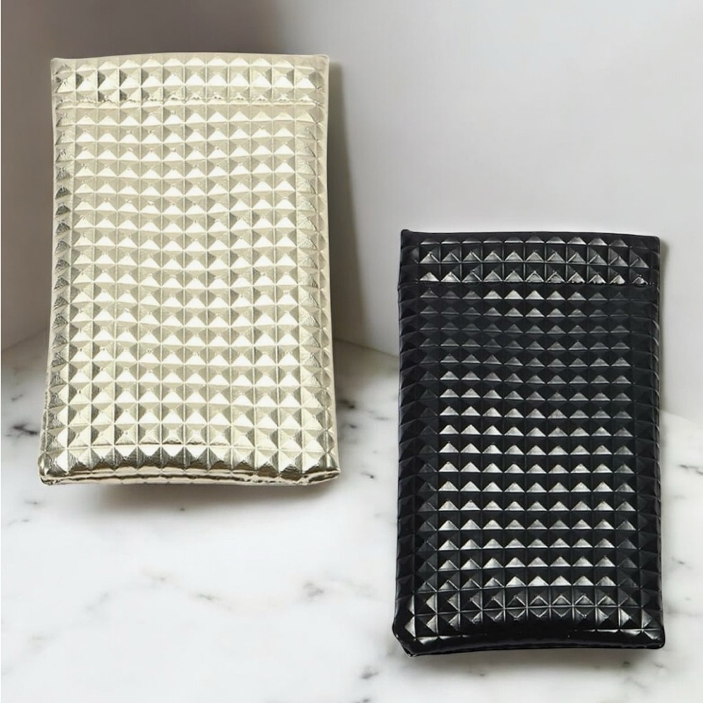 2 Sunglasses Holders Pouches Gold & Black